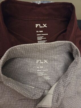 Lot Of 2 FLX Slim Fit Shirt - Maroon and Light Gray Patterned